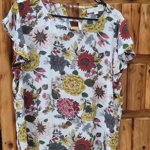 LOFT Multicolor Floral Lightweight Blouse